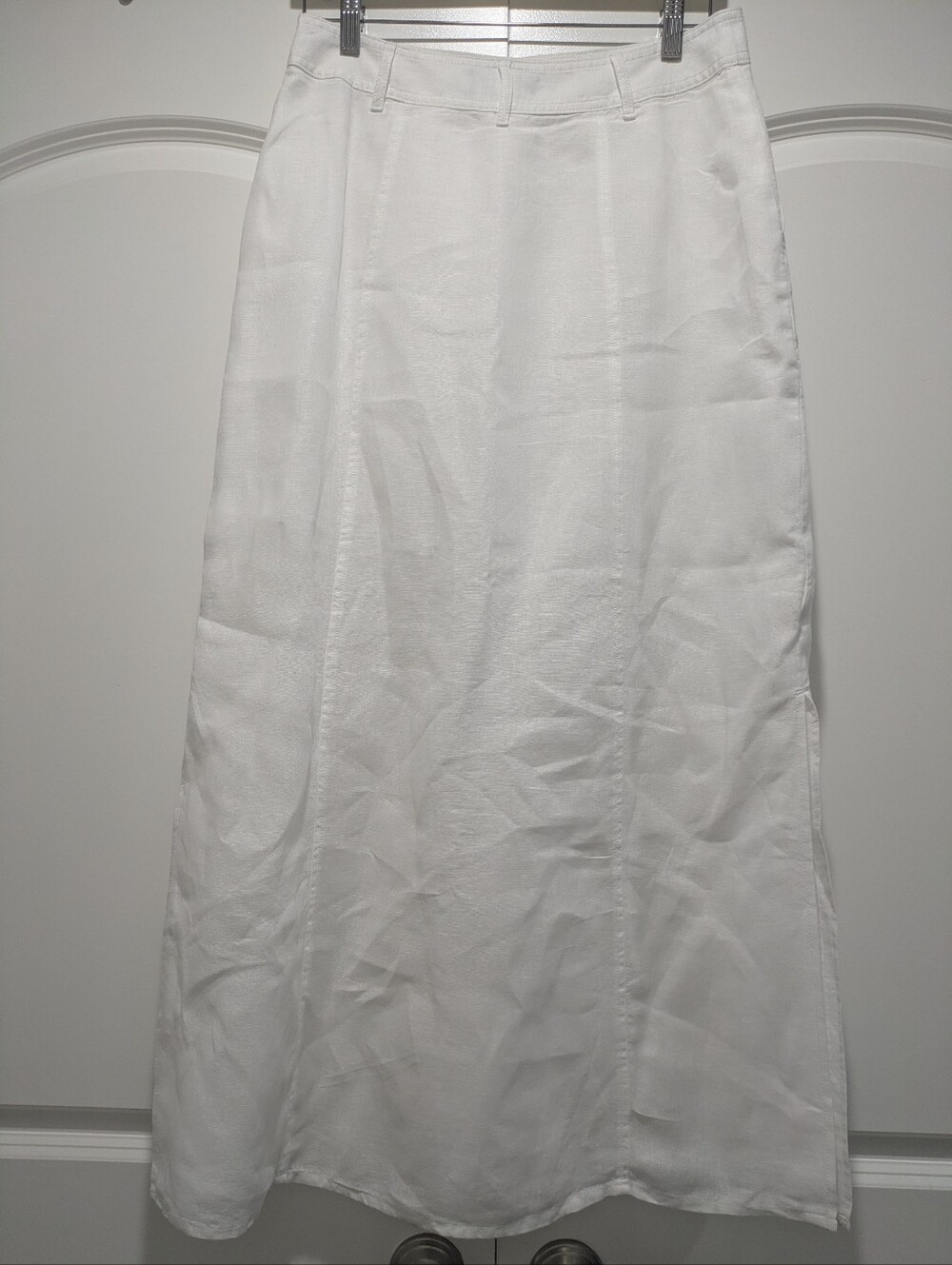 NWT Talbots White Linen Button Front Midi Skirt Size 4 Classic Summer - Picture 5 of 16